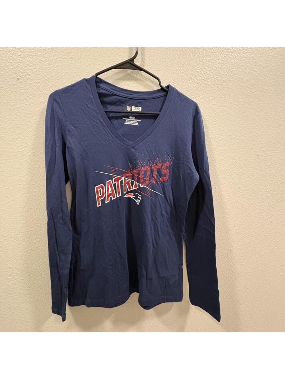 NFL New England Patriots long sleeve shirt with red and white 'PATRIOTS'
